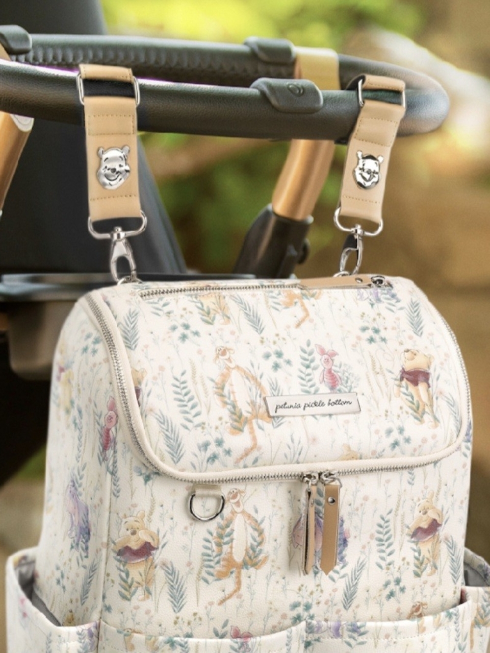 NWT Petunia Pickle Bottom Winnie the Pooh Valet Stroller Clips Bag Hooks 2 Piece